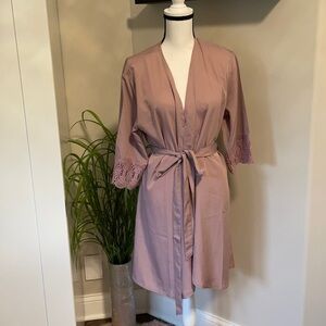 Dusty Rose/Mauve Robe with Lace Detail